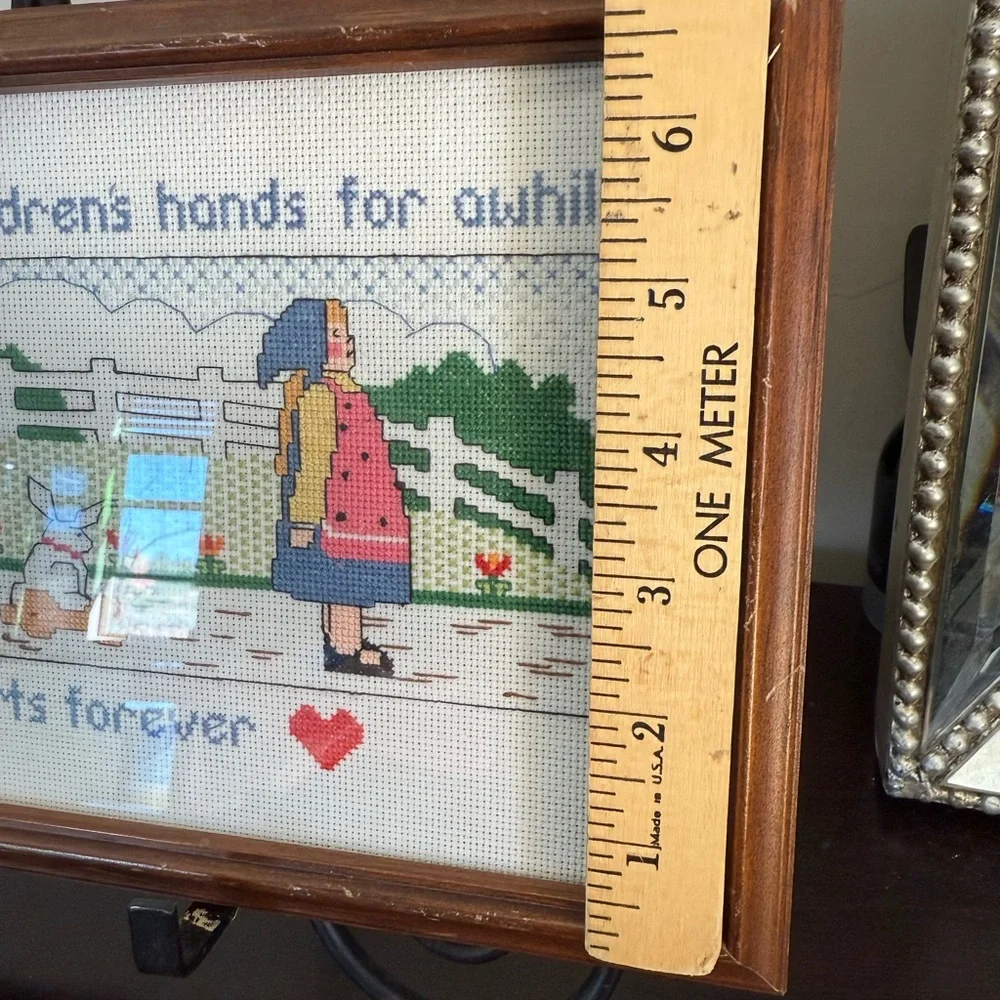 Vintage Cross Stitch HEARTS‎ AND HANDS 13” X 7”